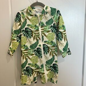 Jan & Jul Kids One Piece UV Sun Suit in the Green Tropical pattern